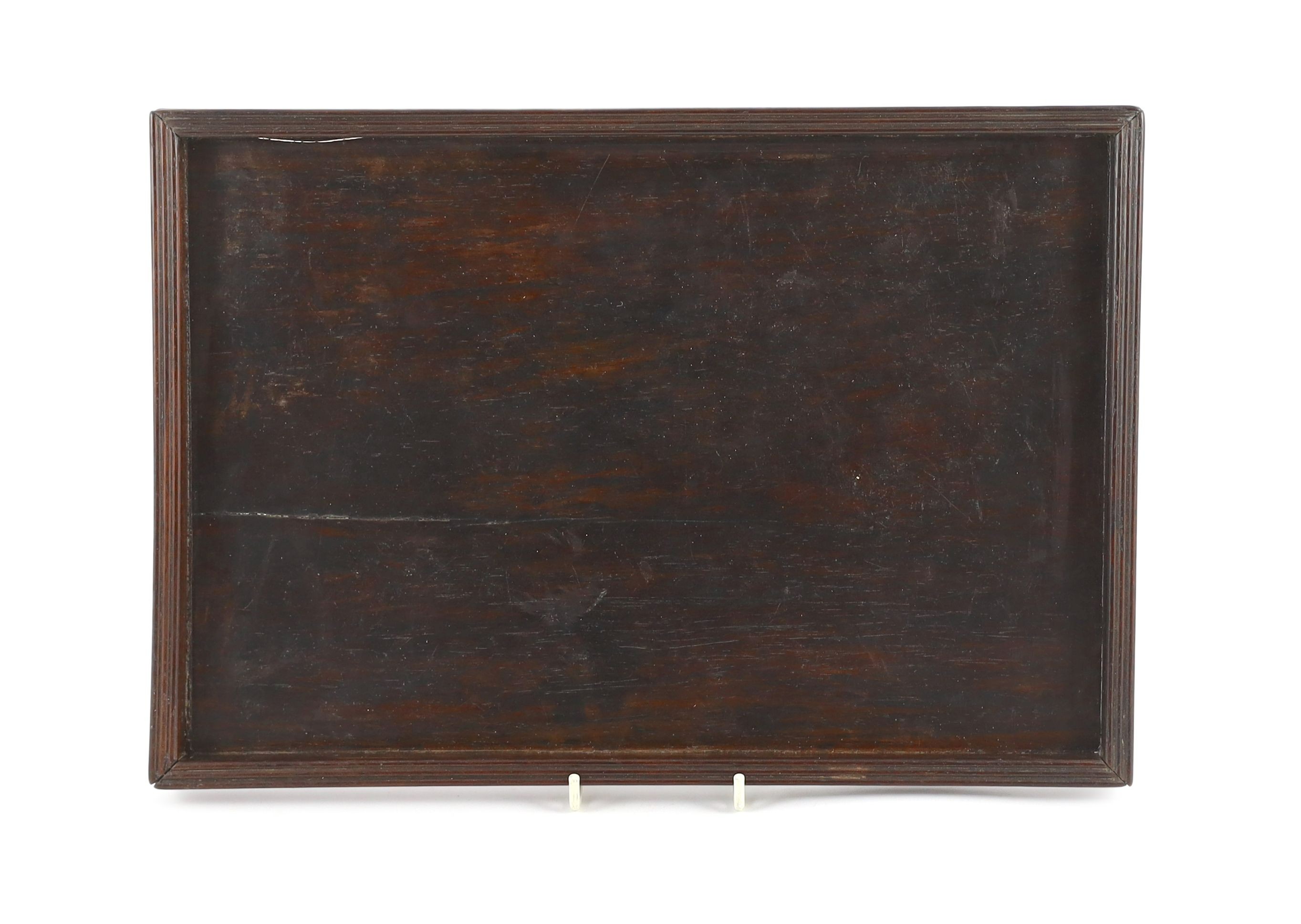 A Chinese hardwood tray, possibly zitan, 19th century 35 cm x 24 cm